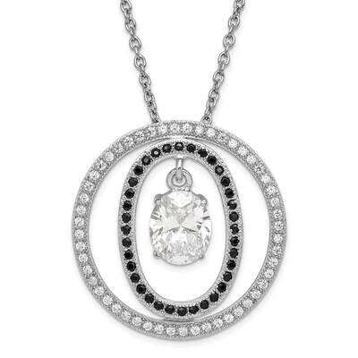 Black &amp; Clear CZ Brilliant Embers 2 Inch Extension Necklace Sterling Silver QMP533-18, MPN: QMP533-…