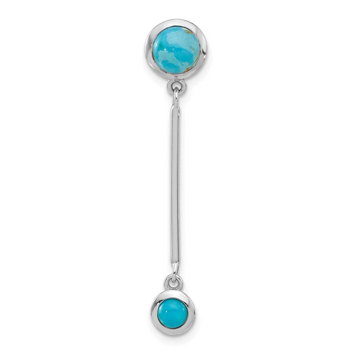 Turquoise Drop Chain Slide Sterling Silver Rhodium-Plated QP5829