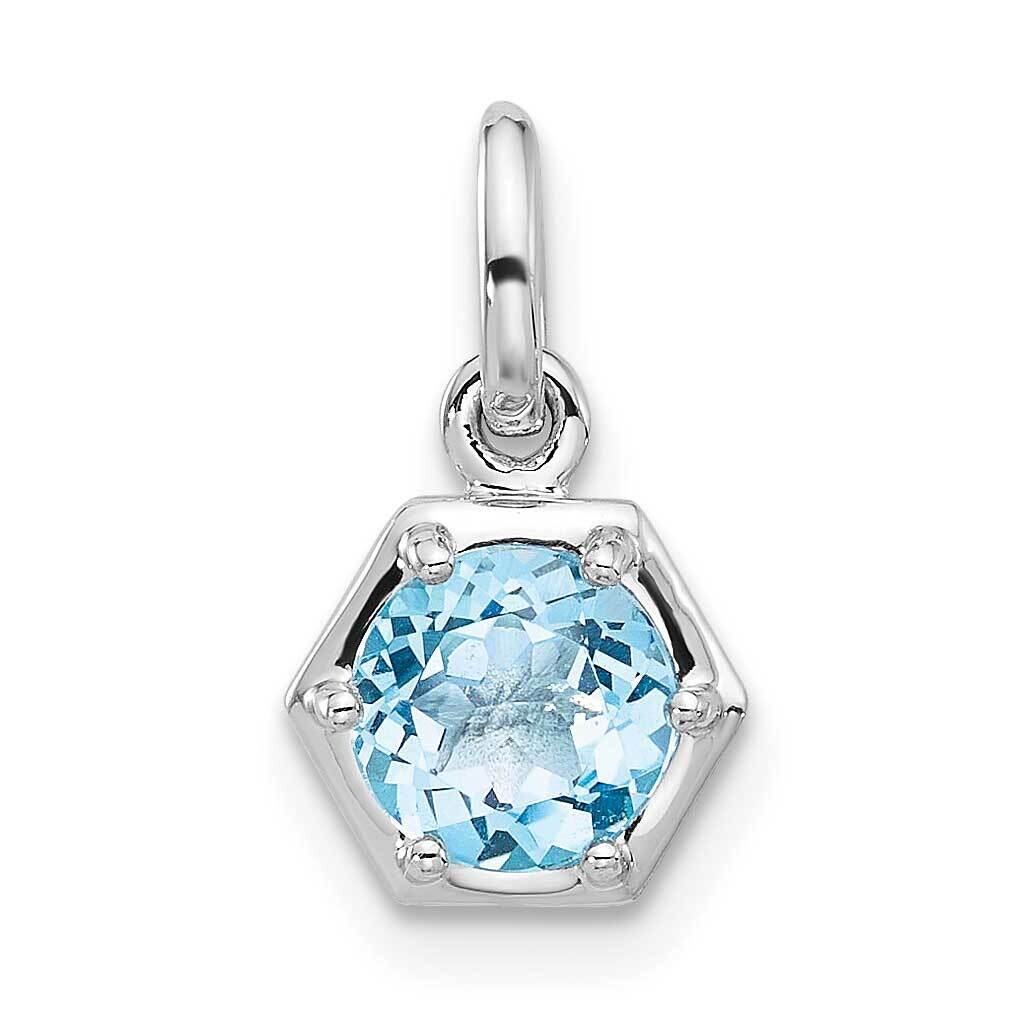 Rh-Plated Polished Solitaire Sky Blue Topaz Charm Pendant Sterling Silver QP5870BT, MPN: QP5870BT,