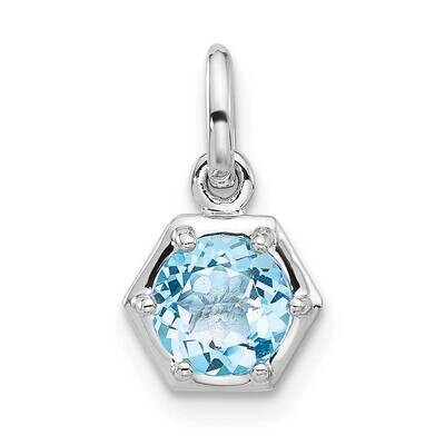 Rh-Plated Polished Solitaire Sky Blue Topaz Charm Pendant Sterling Silver QP5870BT, MPN: QP5870BT,