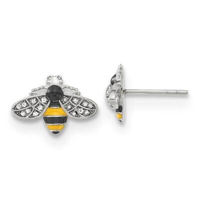 Chisel Polished Enameled Preciosa Crystal Bee Post Earrings Stainless Steel SRE1580 by Chisel, MPN:…