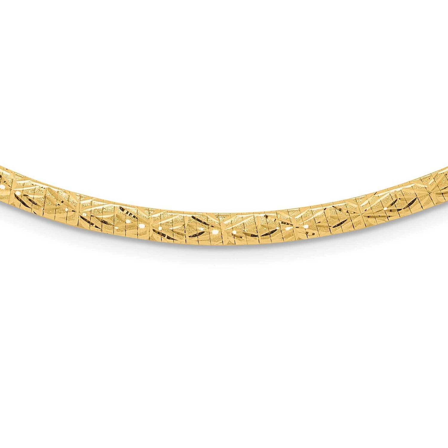Flat Diamond-Cut 4.00mm Fancy Reversible Omega Necklace 14k Gold SF2965-17.25, MPN: SF2965-17.25,