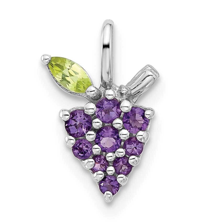 Amethyst Peridot Grapes Pendant Sterling Silver Rhodium-Plated QP5884AM, MPN: QP5884AM,