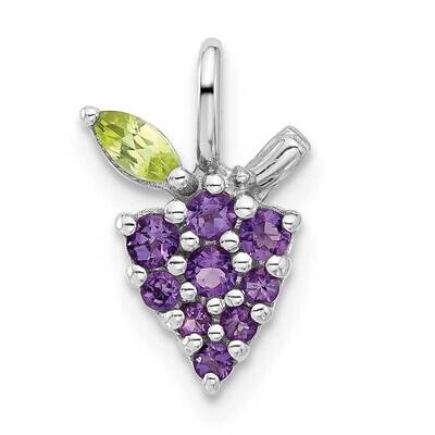 Amethyst Peridot Grapes Pendant Sterling Silver Rhodium-Plated QP5884AM, MPN: QP5884AM,