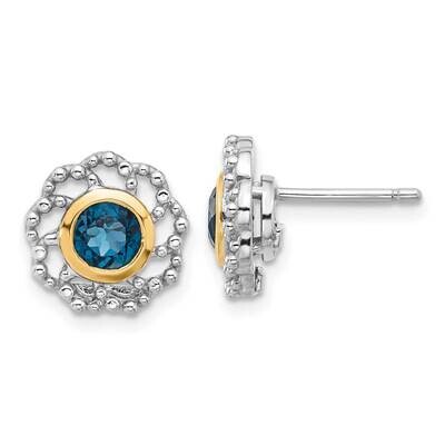 Shey Couture 14K Accent London Blue Topaz Post Earrings Sterling Silver Rhodium-Plated QTC1811, MPN…