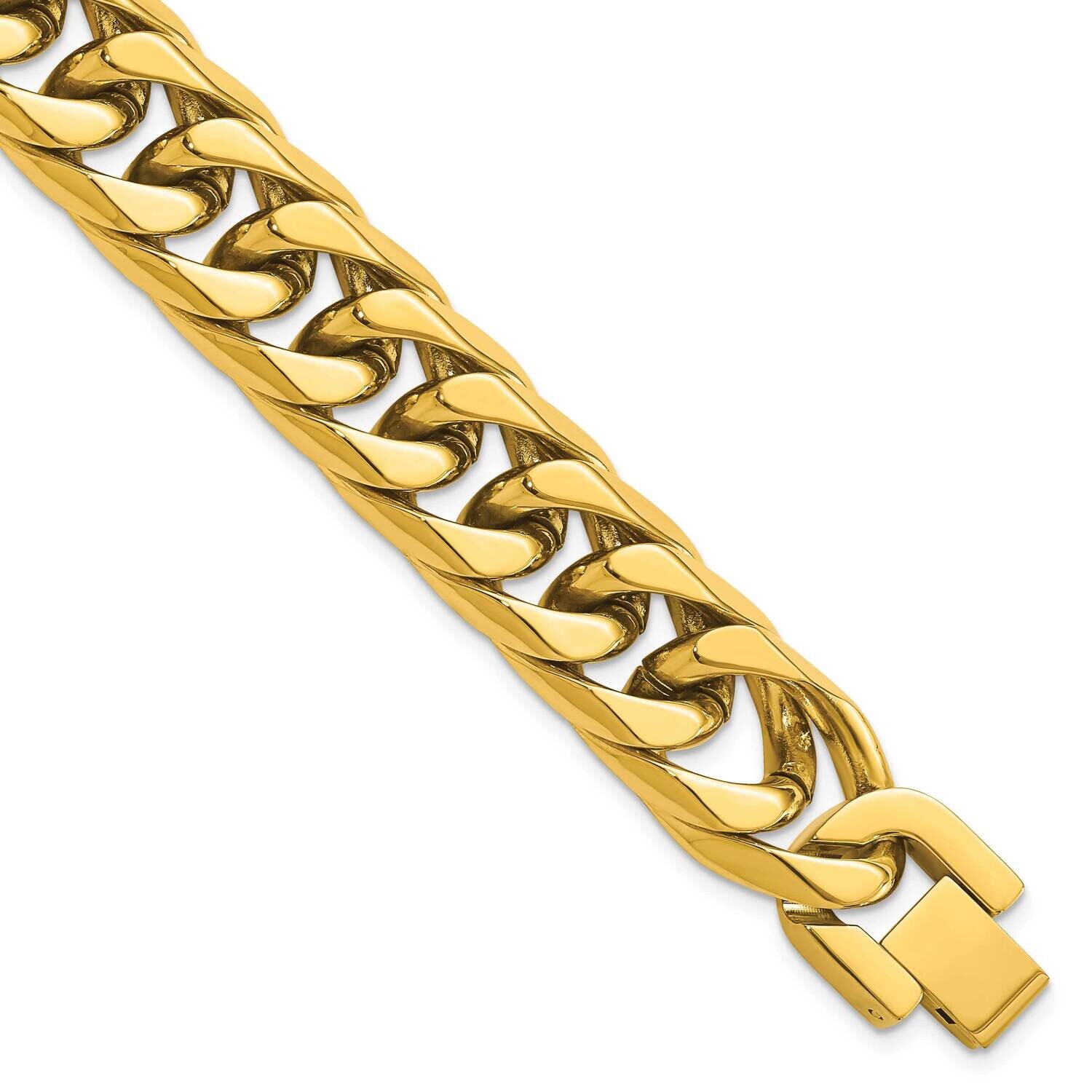 Chisel Polished Yellow Ip-Plated 16mm 8.5 Inch Heavy Curb Link Bracelet Stainless Steel SRB3068-8.5…