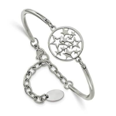 Chisel Polished Stars 5.5 Inch Bangle Bracelet 2 Inch Extension Stainless Steel SRB3109-5.5 by Chis…