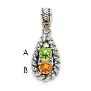 2-Stone Diamond Mothers Pendant Semi-Mount Sterling Silver Antiqued 14k QMPD25/2, MPN: QMPD25/2, 88…