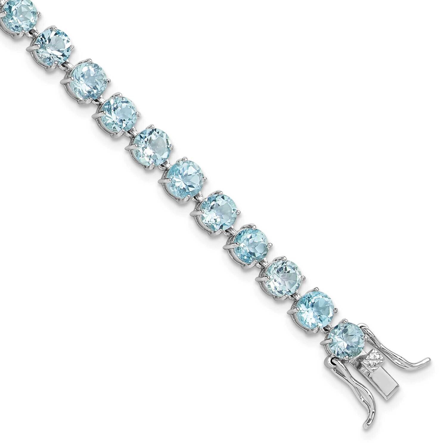 5mm Blue Topaz 7.5 Inch Bracelet Sterling Silver Rhodium-Plated QX992BT, MPN: QX992BT,