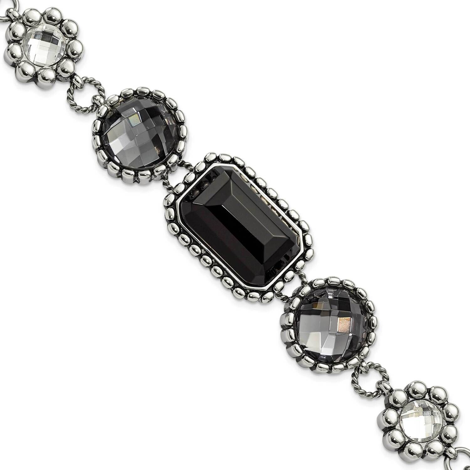 Polished/Antiqued Glass Beaded 1 Inch Extender Bracelet Stainless Steel SRB1390-8 by Chisel, MPN: S…