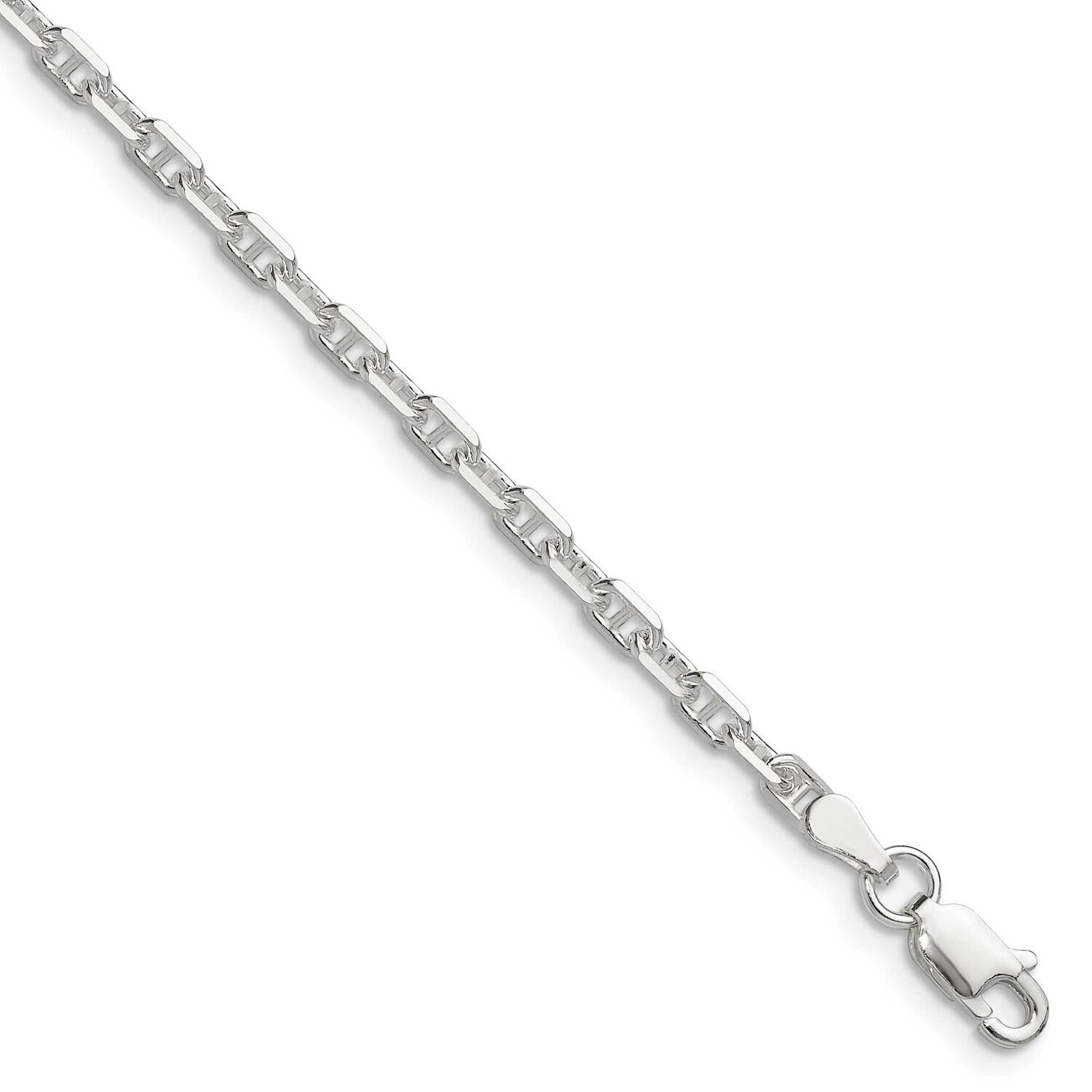 Diamond-Cut 3mm Marine Link Chain 8 Inch Sterling Silver Polished QMA080-8