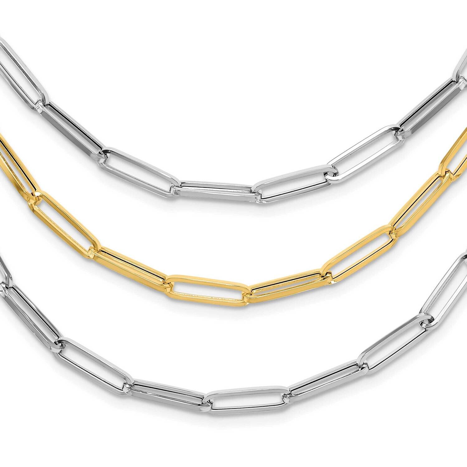 Polished Fancy Link Necklace 14k Two-Tone Gold SF2973-18.25, MPN: SF2973-18.25,