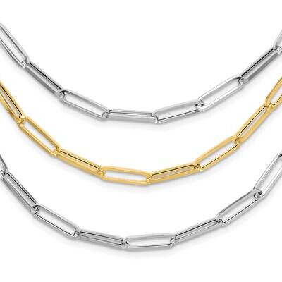 Polished Fancy Link Necklace 14k Two-Tone Gold SF2973-18.25, MPN: SF2973-18.25,