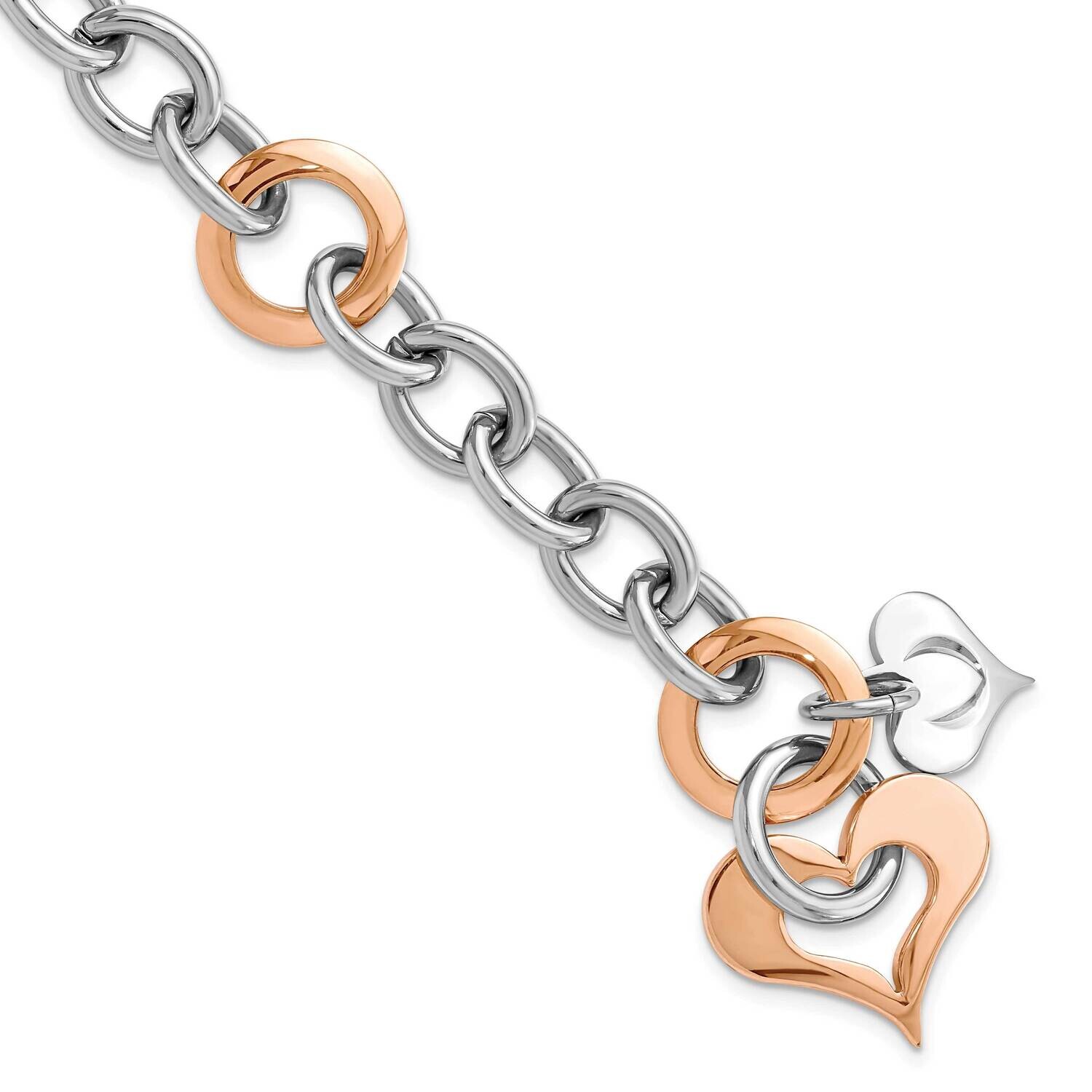Rose Ip-Plated Heart Link Bracelet 7.5 Inch Stainless Steel SRB591-7.5 by Chisel, MPN: SRB591-7.5, …