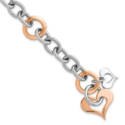 Rose Ip-Plated Heart Link Bracelet 7.5 Inch Stainless Steel SRB591-7.5 by Chisel, MPN: SRB591-7.5, …