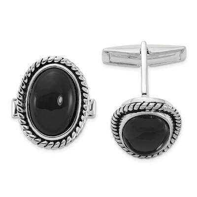 Onyx Enameled Cuff Links Sterling Silver QQ649 by Men&#39;s Jewelry and Accessories, MPN: QQ649,