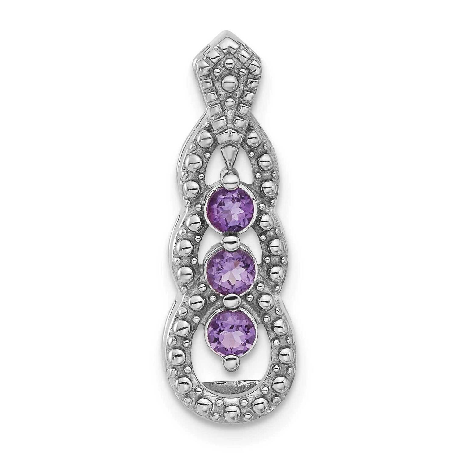Amethyst Chain Slide Sterling Silver Rhodium-Plated QP5865AM, MPN: QP5865AM,
