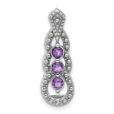 Amethyst Chain Slide Sterling Silver Rhodium-Plated QP5865AM, MPN: QP5865AM,