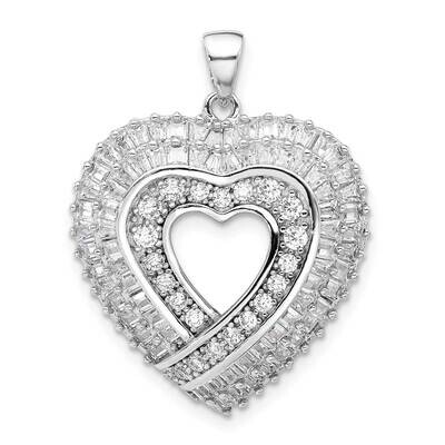 CZ Heart Pendant Sterling Silver Rhodium-Plated QP5784, MPN: QP5784,