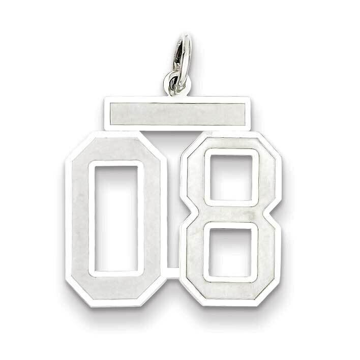 Medium Satin Number 8 Top Sterling Silver Rhodium-Plated QPM08T, MPN: QPM08T, 883957126319