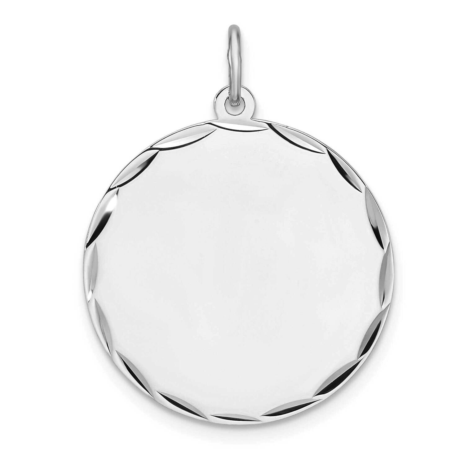 Rhod-Plated Eng. Rnd Polish Front Satin Back Disc Charm Sterling Silver QM544/18