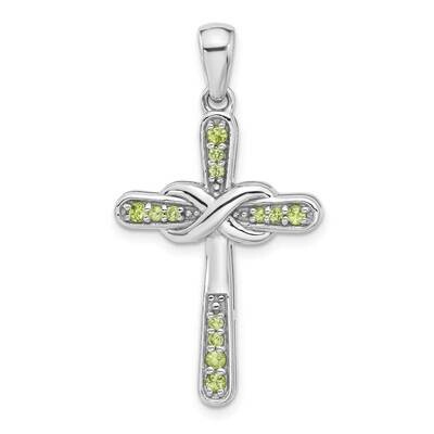 Peridot Infinity Cross Pendant Sterling Silver Rhodium-Plated QP5877PE, MPN: QP5877PE,