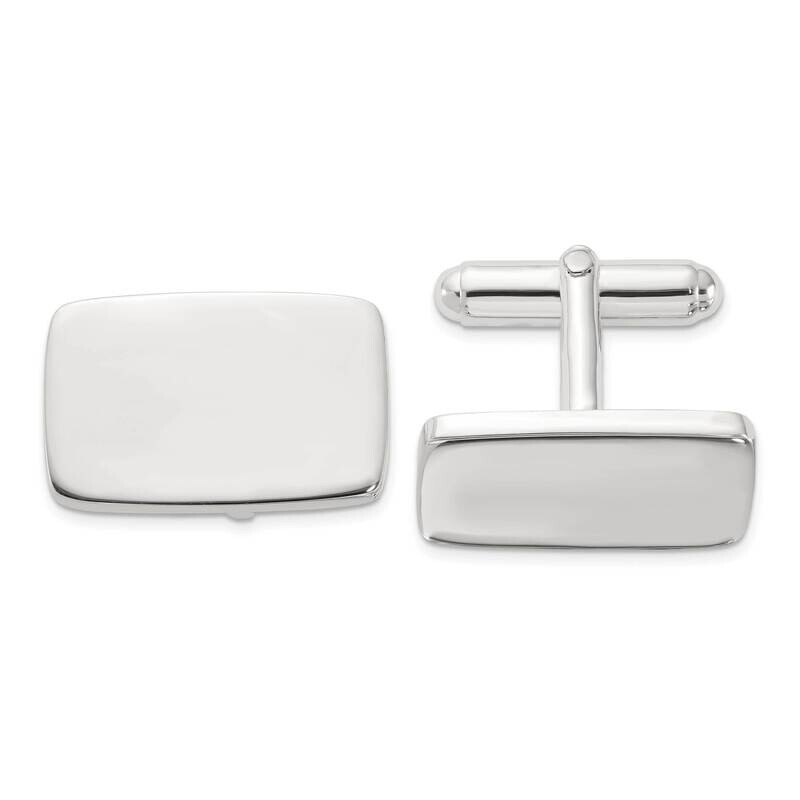 Polished Rectangle Cuff Links Sterling Silver Rhodium-Plated QQ640