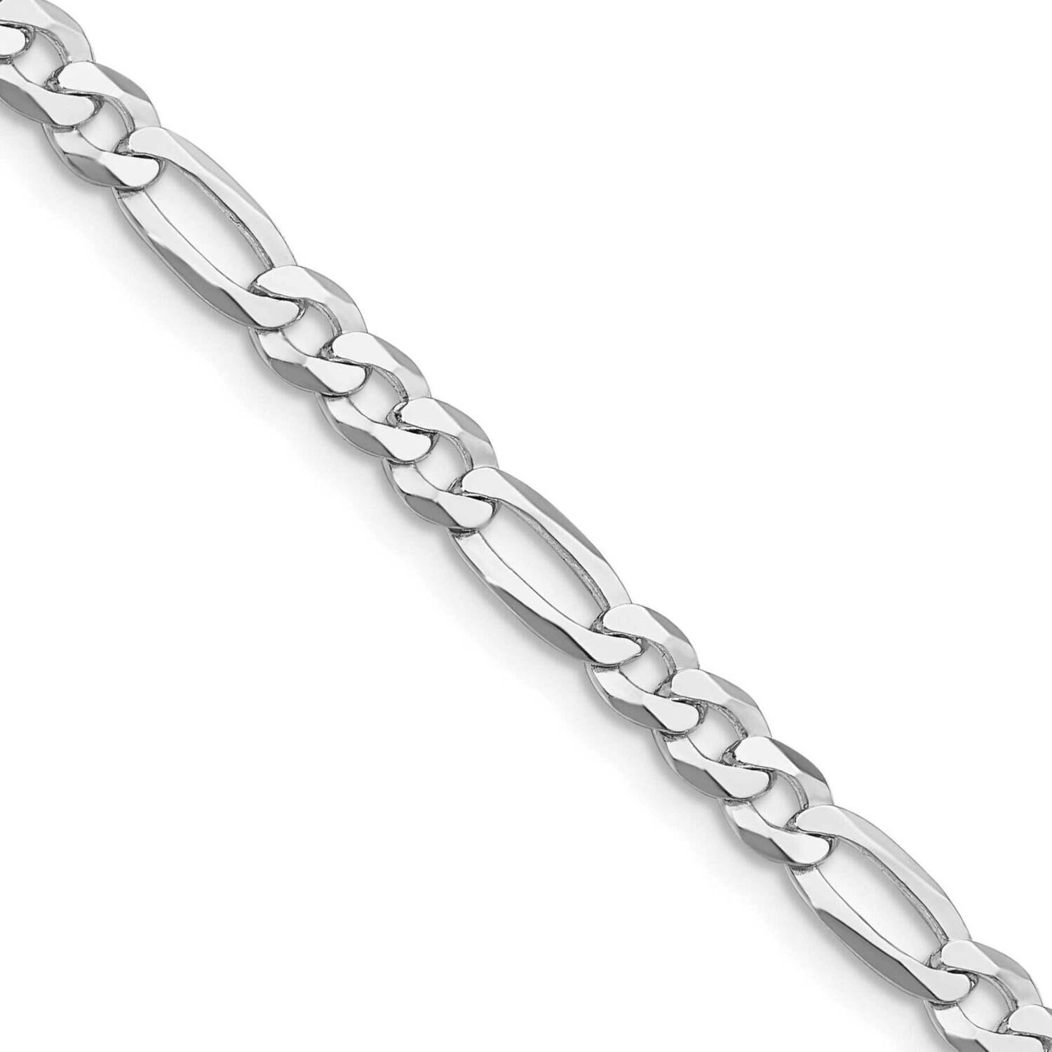4.5mm Lightweight Flat Figaro Chain 22 Inch Sterling Silver Rhodium-Plated QMB120R-22, MPN: QMB120R…