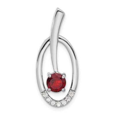 Garnet CZ Chain Slide Sterling Silver Rhodium-Plated QP5873GA, MPN: QP5873GA,
