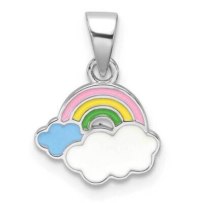 Rh-Plated Multi-Color Enamel Rainbow Children&#39;s Pendant Sterling Silver QP5847, MPN: QP5847,