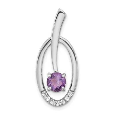 Amethyst CZ Chain Slide Sterling Silver Rhodium-Plated QP5873AM, MPN: QP5873AM,