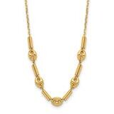 Fancy Link Beaded Necklace 14k Polished Gold SF3066-18, MPN: SF3066-18,