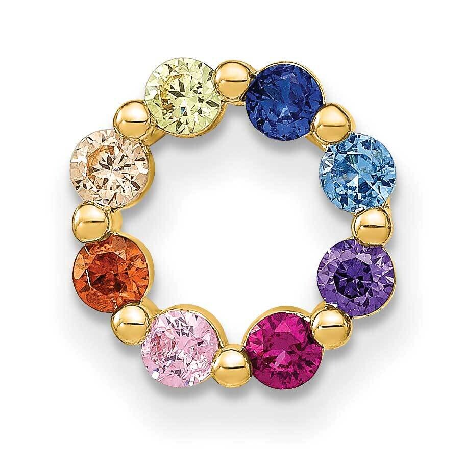 Prizma Flash Gold-Plated Colorful CZ Circle Chain Slide Sterling Silver Gold-Tone 14k QP5258GP, MPN…