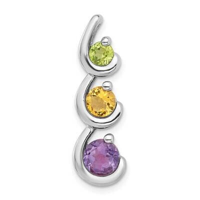 Amethyst Citrine Peridot Chain Slide Sterling Silver Rhodium-Plated QP5886, MPN: QP5886,