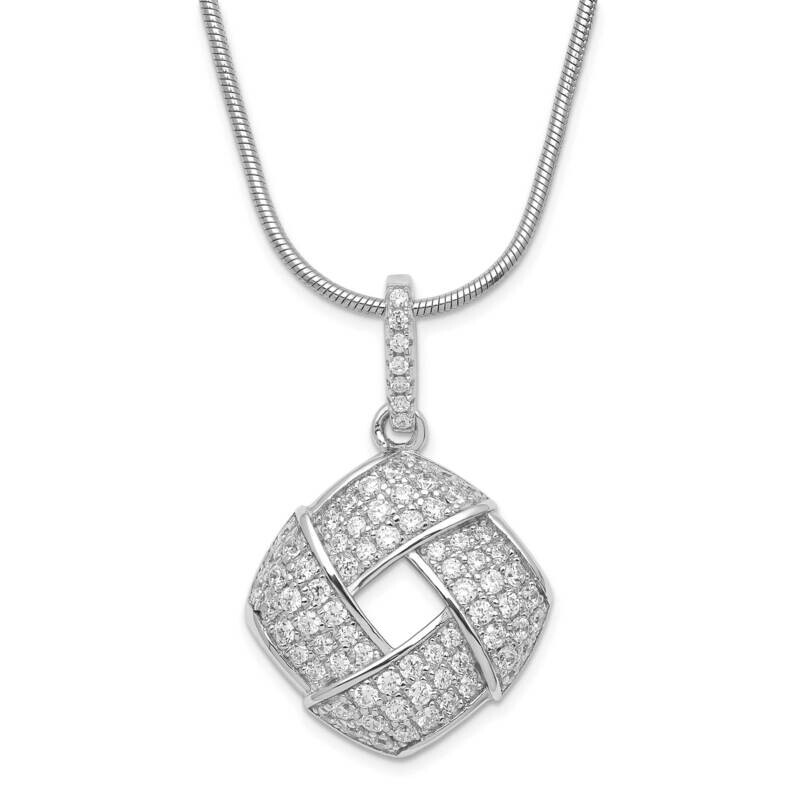 & CZ Brilliant Embers 2 Inch Extension Necklace Sterling Silver QMP823-18