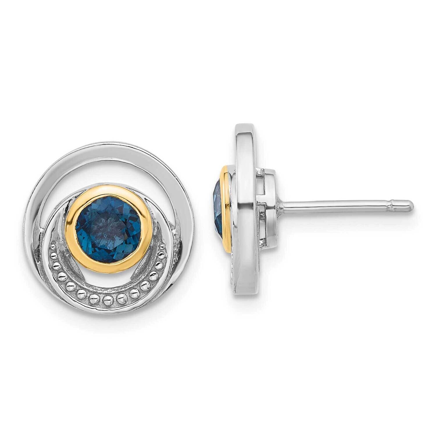 Shey Couture 14K Accent London Blue Topaz Post Earrings Sterling Silver Rhodium-Plated QTC1808, MPN…