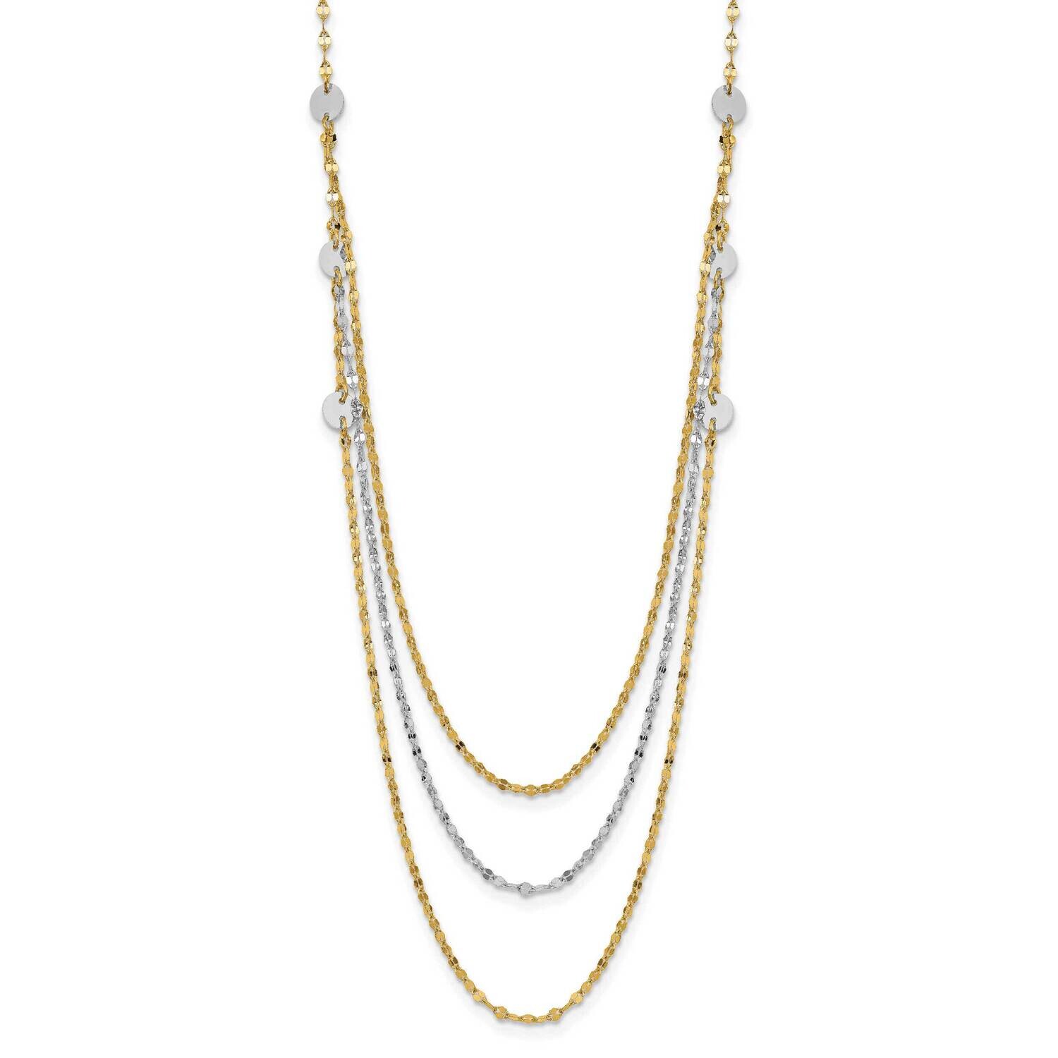 Triple Layer Polished Circles Fancy Necklace 14k Two-Tone Gold SF2950Y/W-18, MPN: SF2950Y/W-18,