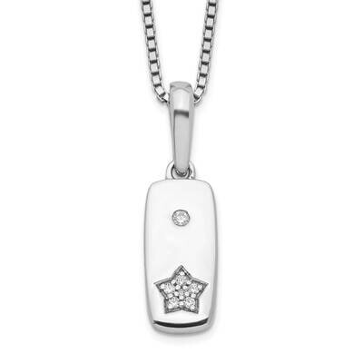 White Ice 18 Inch Diamond Star Tag Necklace 2 Inch Extender Sterling Silver Rhodium-Plated QW511-18…