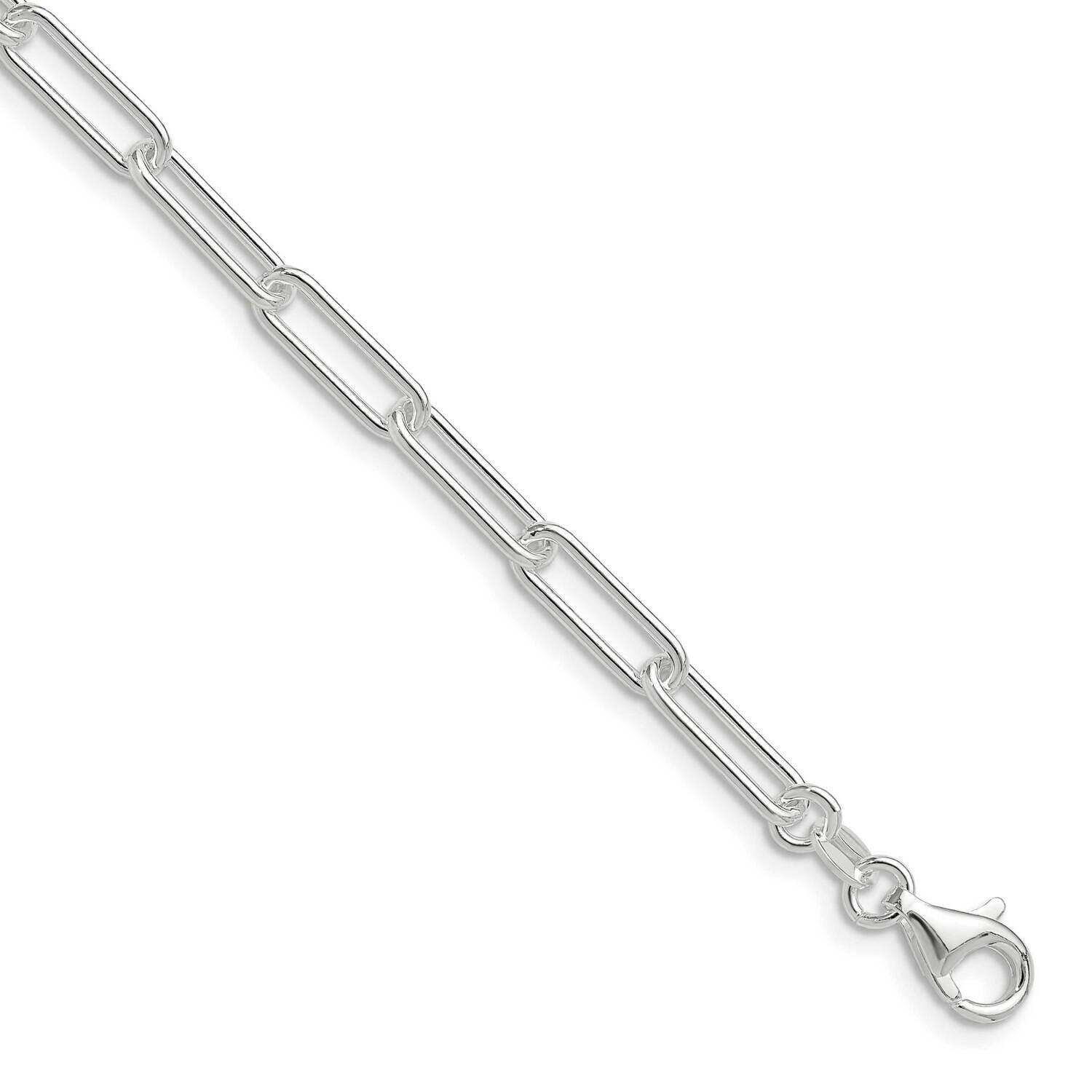 4.5mm Elongated Cable Chain 7 Inch Sterling Silver Polished QPCL120-7