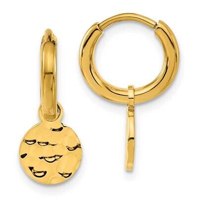 Chisel Polished Hammered Yellow Ip-Plated Circle Dangle Hoop Earrings Stainless Steel SRE1621 by Ch…