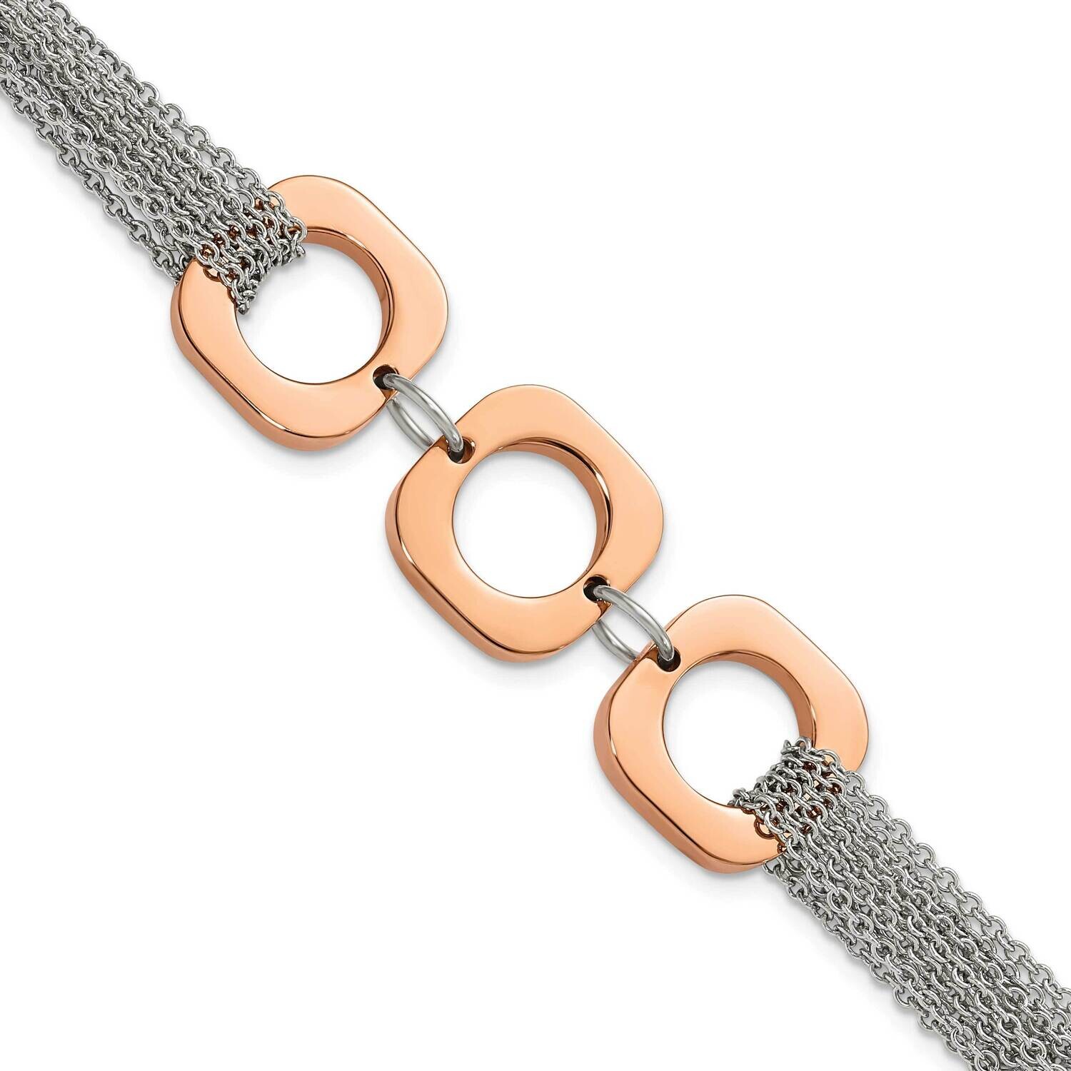 Rose-Tone Ip-Plated MultistrSquares Bracelet 7.5 Inch Stainless Steel SRB582-7.5 by Chisel, MPN: SR…