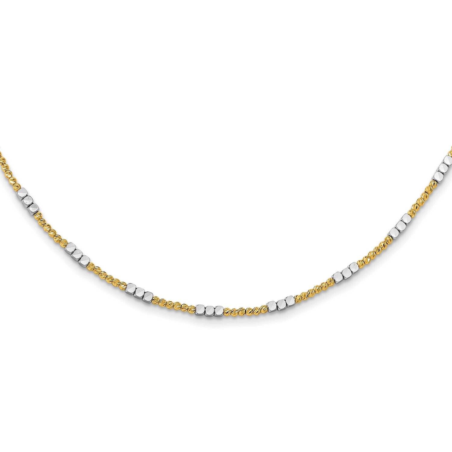 Diamond-Cut Beaded 18 Inch Necklace 14k Two-Tone Gold SF2986-18, MPN: SF2986-18,