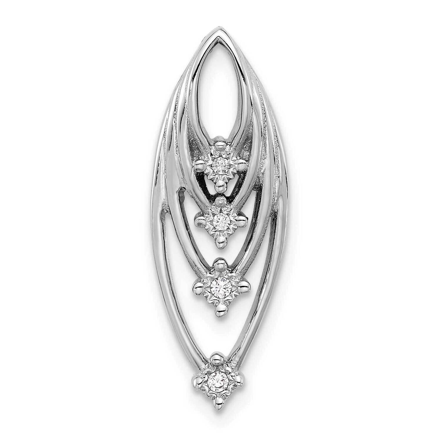 Polished CZ Layered Chain Slide Sterling Silver Rhodium-Plated QP5742, MPN: QP5742,