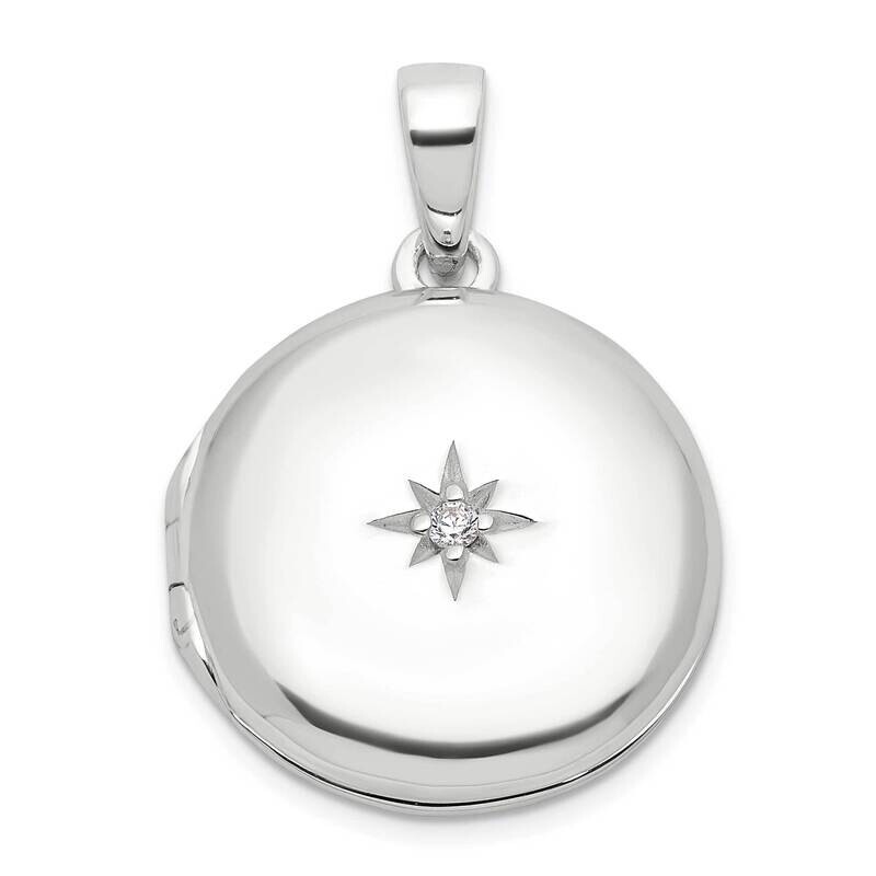 E-Coated CZ 19mm Round Locket Sterling Silver QLS1172