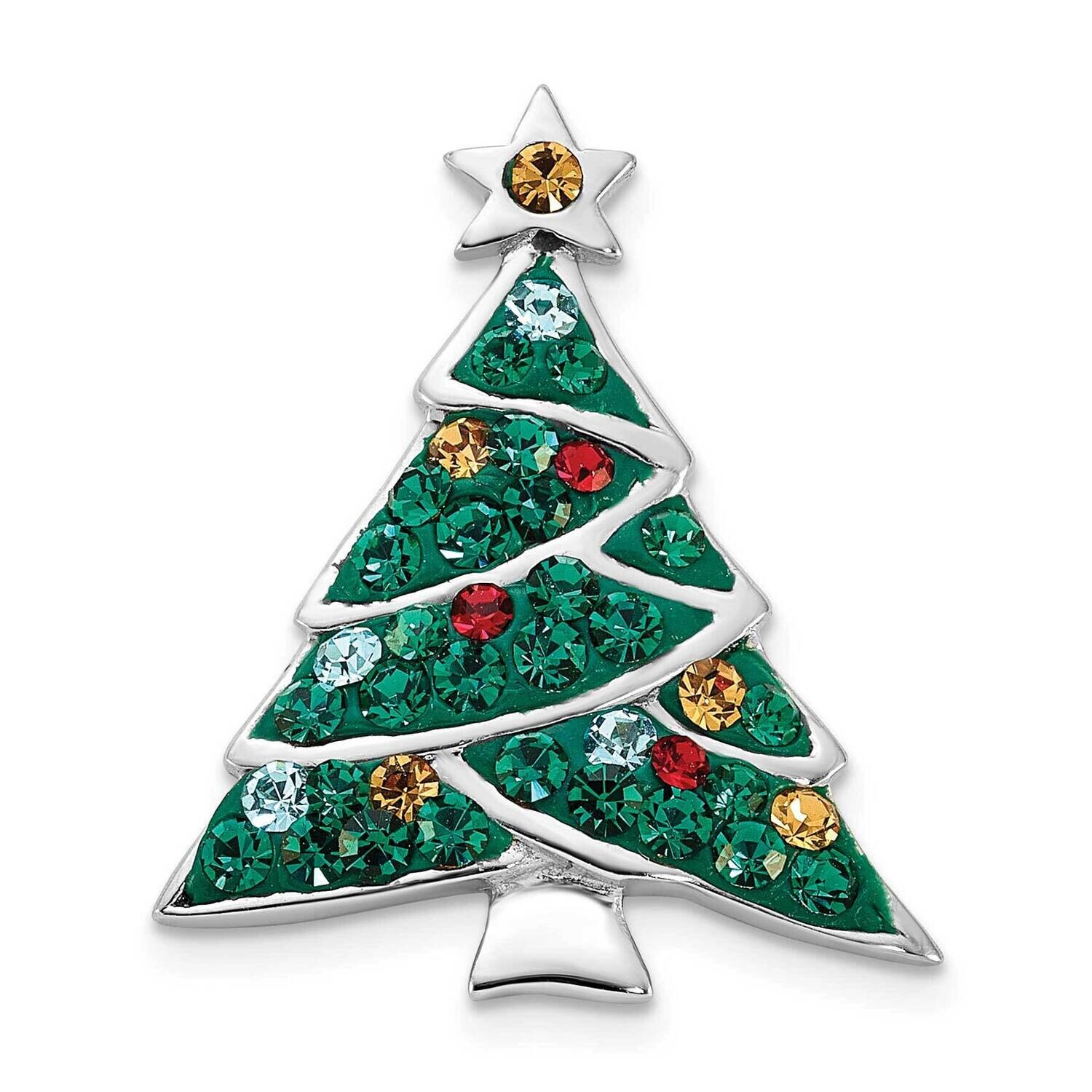 Crystal Christmas Tree Pin Sterling Silver Rhodium-Plated QP5720