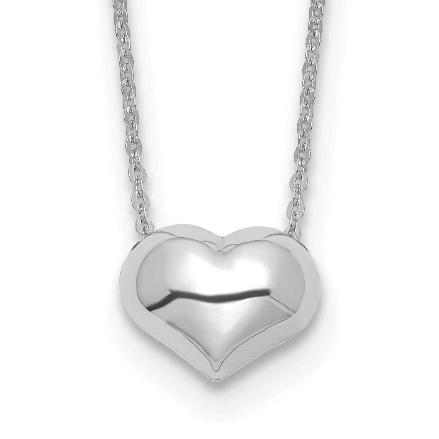 Polished Puffed Heart 16.5 Inch Necklace 14k White Gold SF2871W-16.5