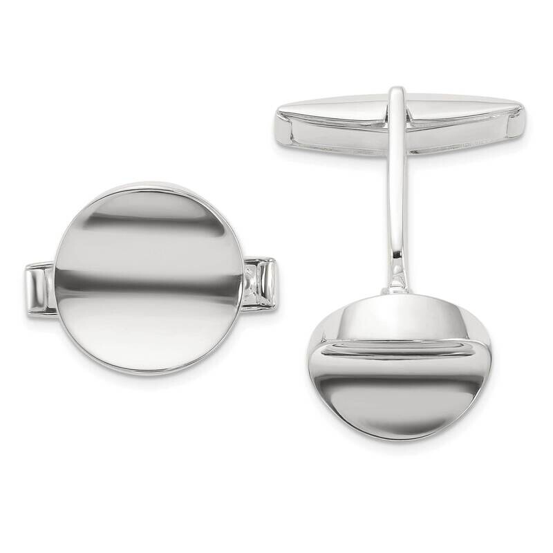 Round Concave Cuff Links Sterling Silver Polished QQ631