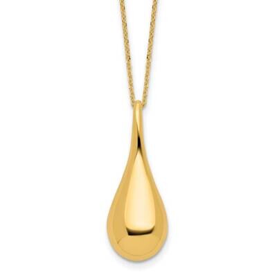 Hollow Teardrop 18 Inch Necklace 14k Polished Gold SF3054-18, MPN: SF3054-18, 196904099063
