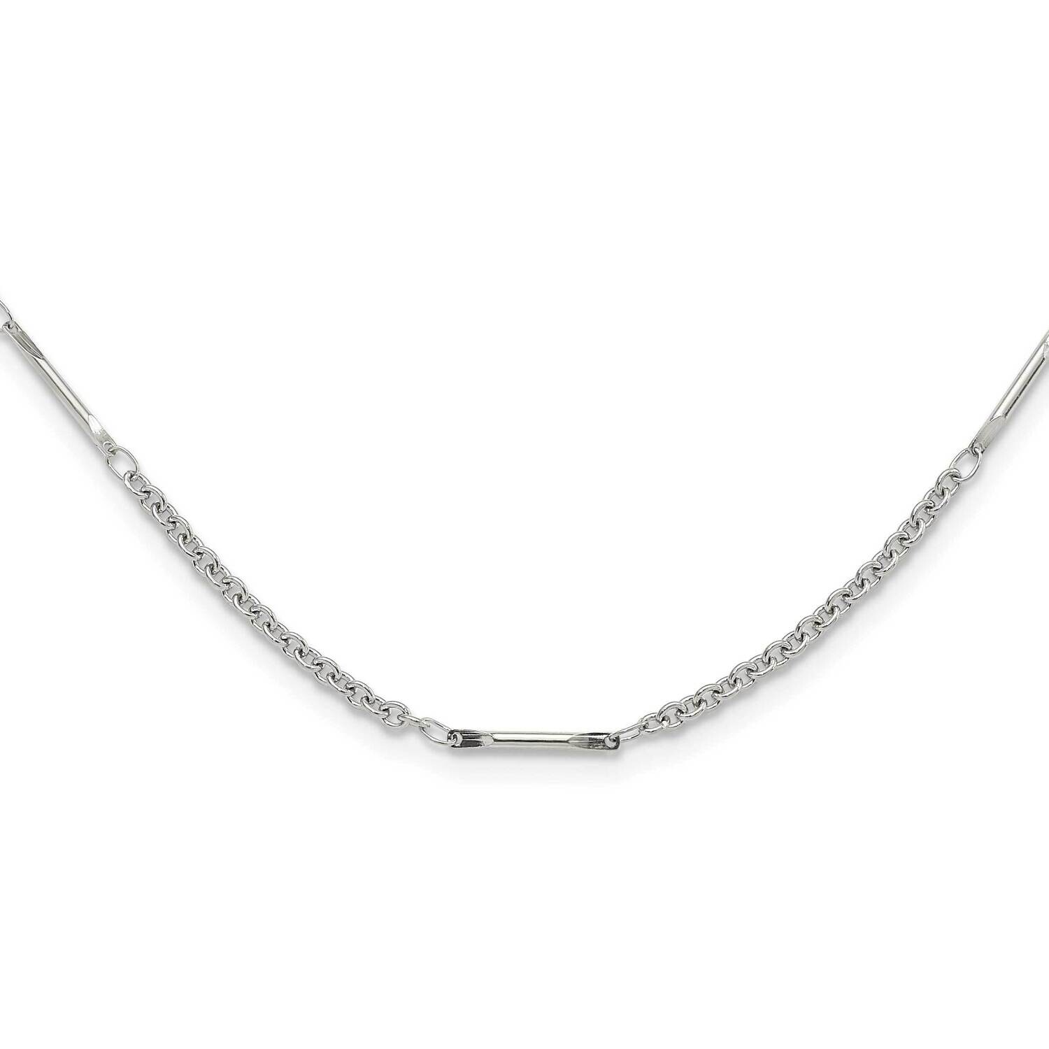 Polished Fancy Bar Link Necklace Stainless Steel SRN1496-24 by Chisel, MPN: SRN1496-24, 886774972398