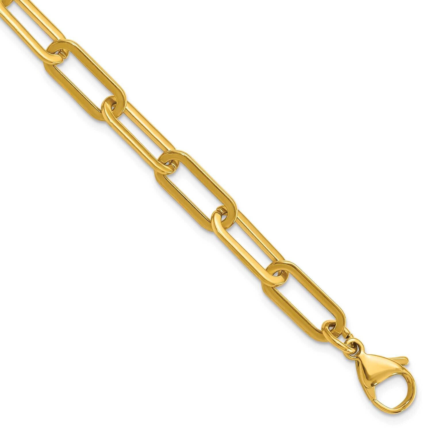 Chisel Polished Yellow Ip-Plated Enlongated Open Link Paperclip 7.75 Inch Chain Bracelet Stainless …